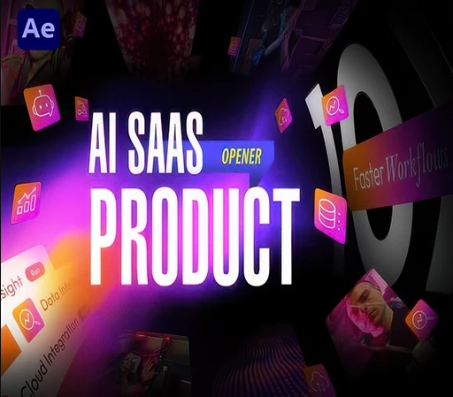 AE人工智能AI应用介绍开场动画宣传模板 AI SaaS Product