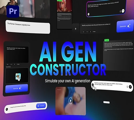PR人工AI智能聊天界面构建器UI元素动画素材模板 AI Gen Constructor