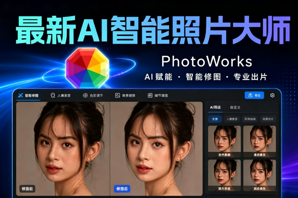 独家汉化首发|PhotoWorks 23.0 2026 最新 AI 修图工具,智能相片精修一键出片