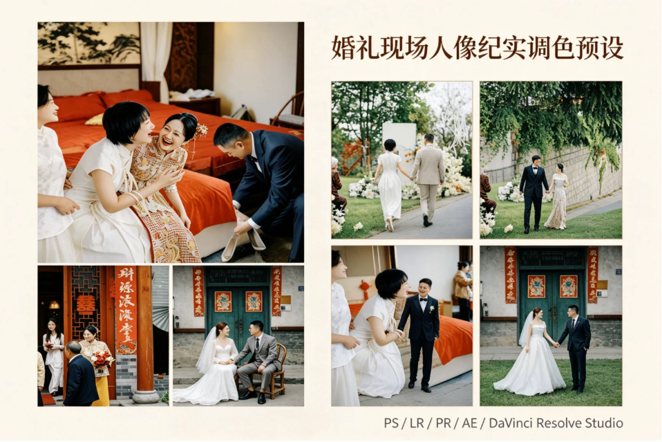 【PS/LR预设】婚礼电影感婚礼人像 跟拍纪实PS/LR预设小红书网红 像素蛋糕滤镜