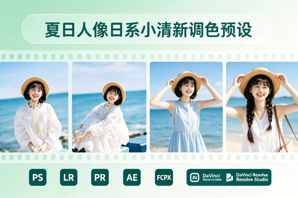 【预设】海边人像夏日清新Lightroom预设FCPX手机滤镜PR调色PS剪映LUT
