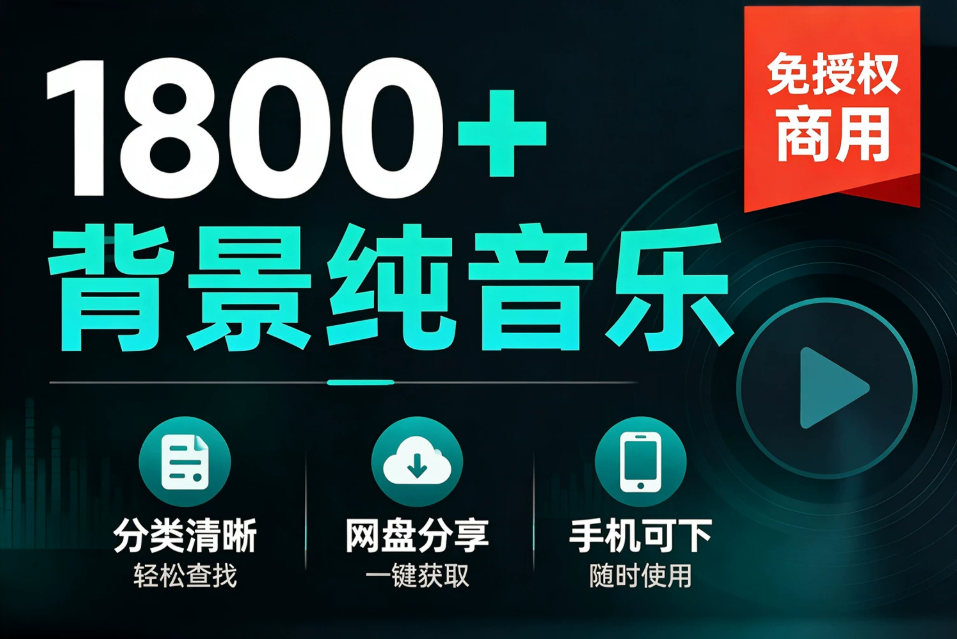 拒绝版权警告!1800首CC0免授权纯音乐打包带走,短视频自媒体必备神器!